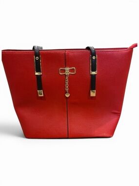 PortoVino  Red Women's Tote Bag with Gold Accent Insulated For Hiding Beverages